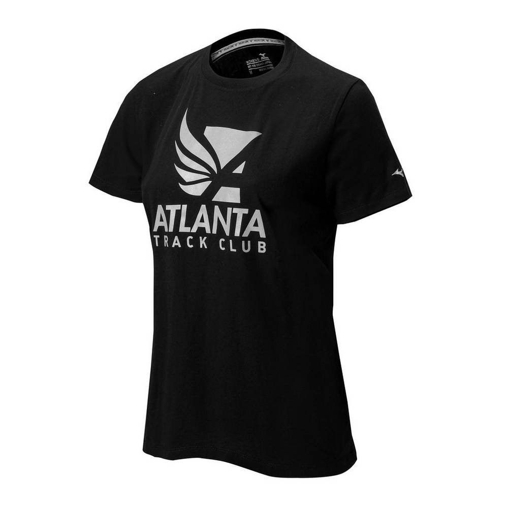 Womens Mizuno Atlanta Track Club 50/50 Running T-Shirts Black Philippines (NEYSDG542)